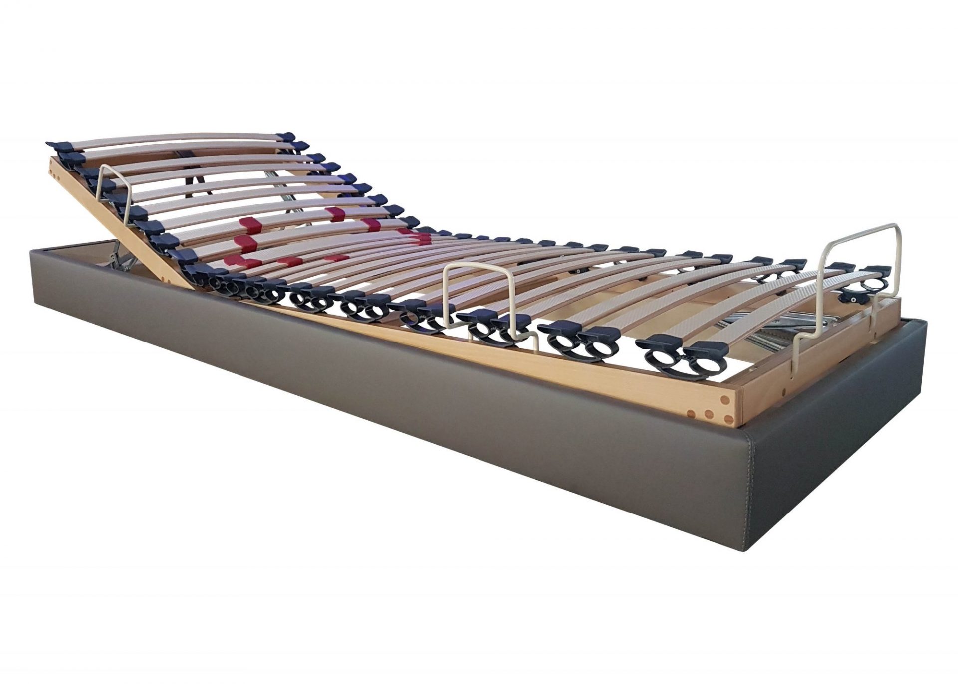 sommier relaxation manuelle parementé simili cuir