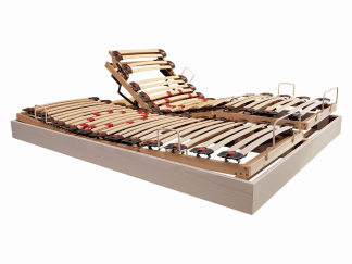 sommiers jumeaux relaxation motorisée frêne massif teinte blanche