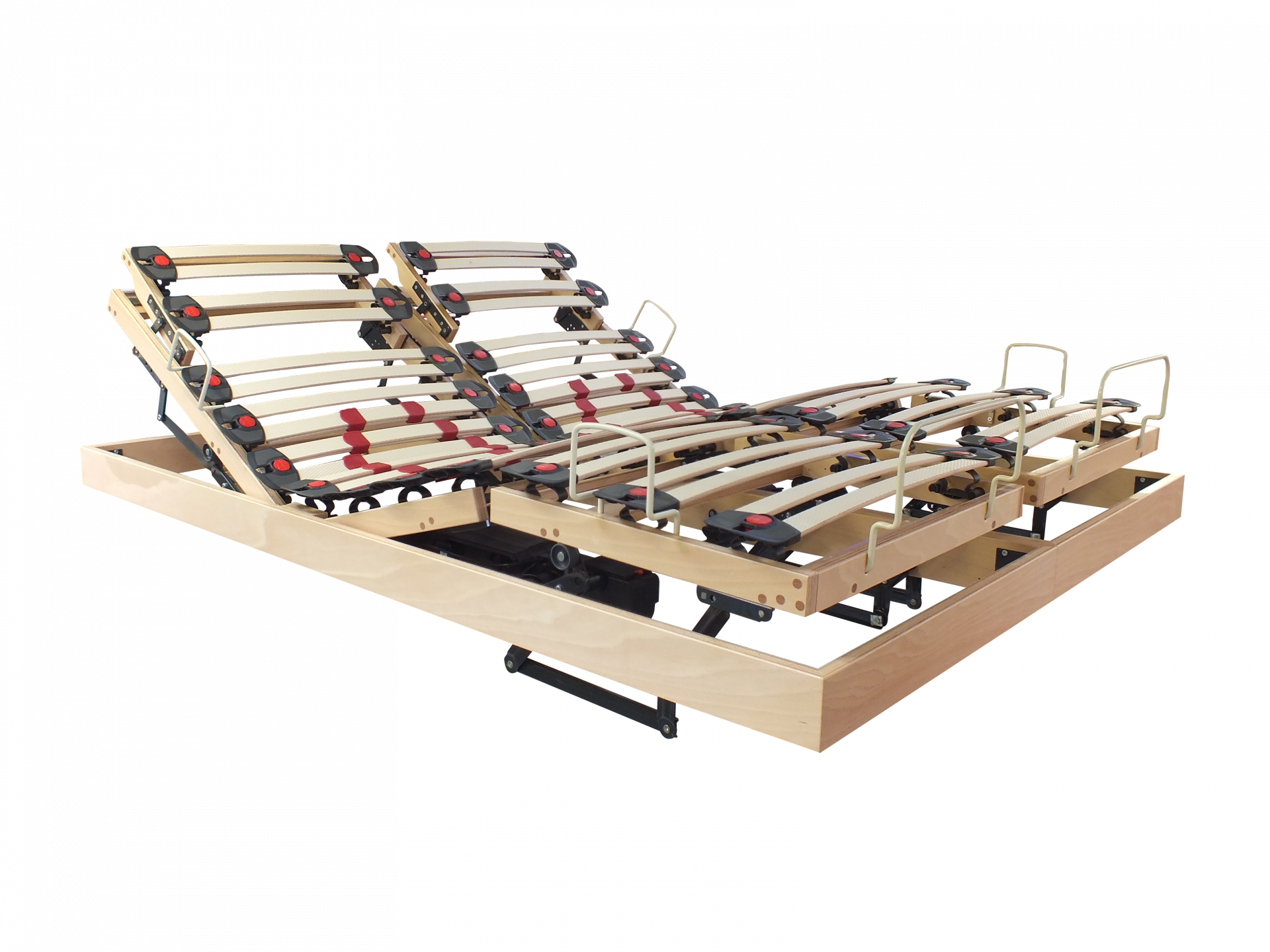 sommiers jumeaux relaxation motorisée hêtre multiplis verni naturel