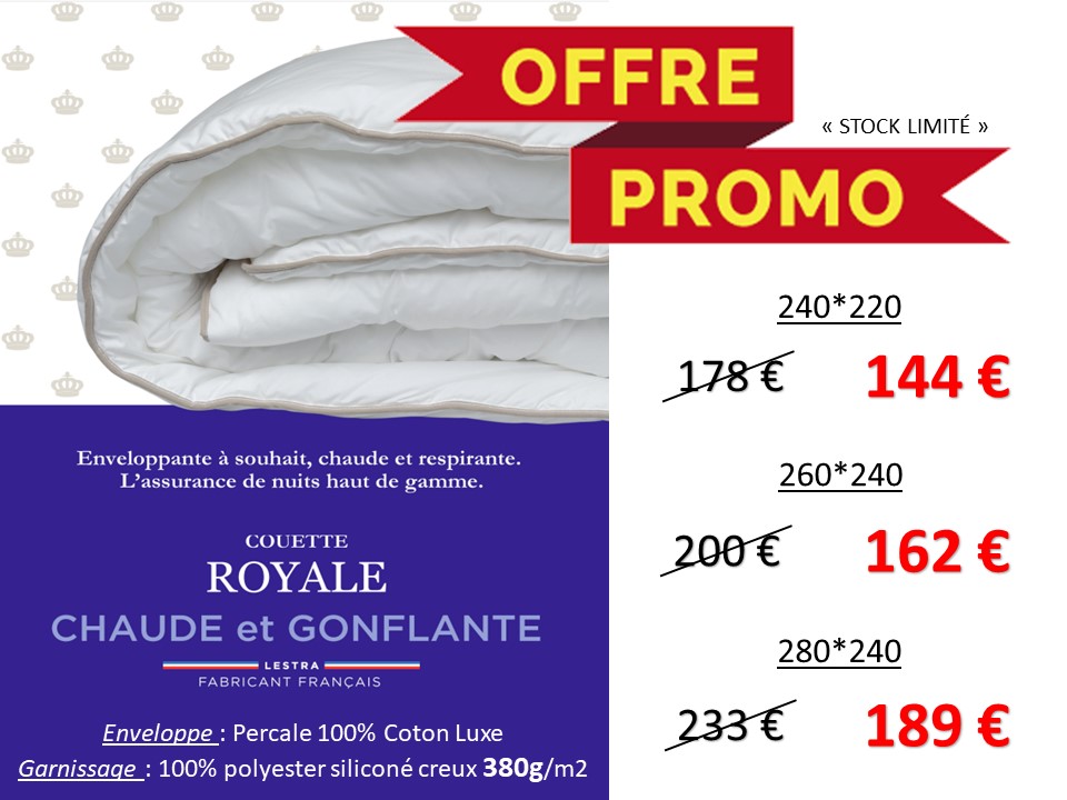 Promo couette LESTRA ROYALE_Literie Westelynck